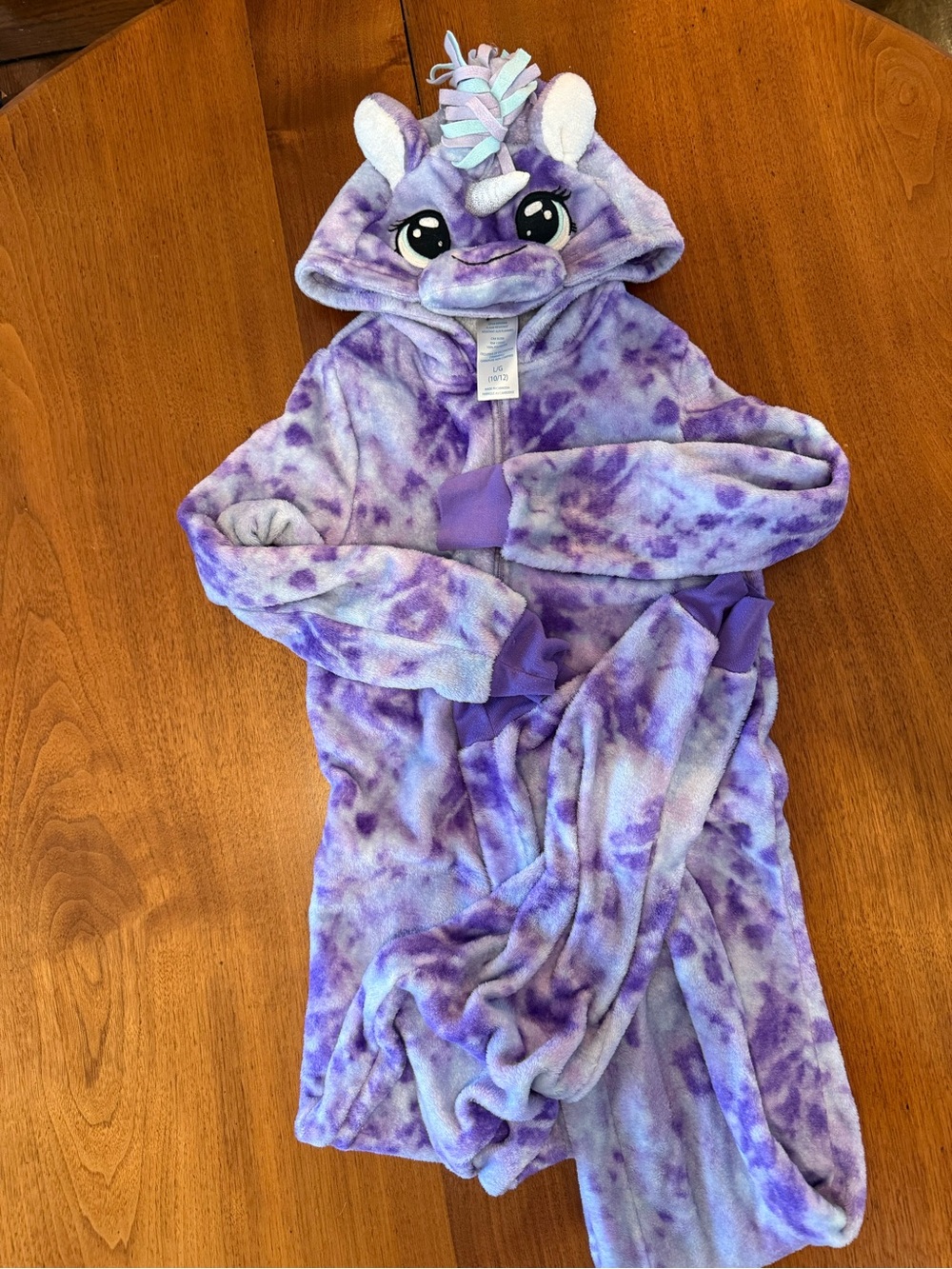 Purple Unicorn Kids Hooded Pajamas size 10/12